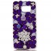 Samsung Galaxy S6 Edge Plus - Luxury Handmade Bling Bling 3D Rhinestone Crystal Protective Hard Clear Phone Cover Case - Flower Pearl with Purple Diamonds